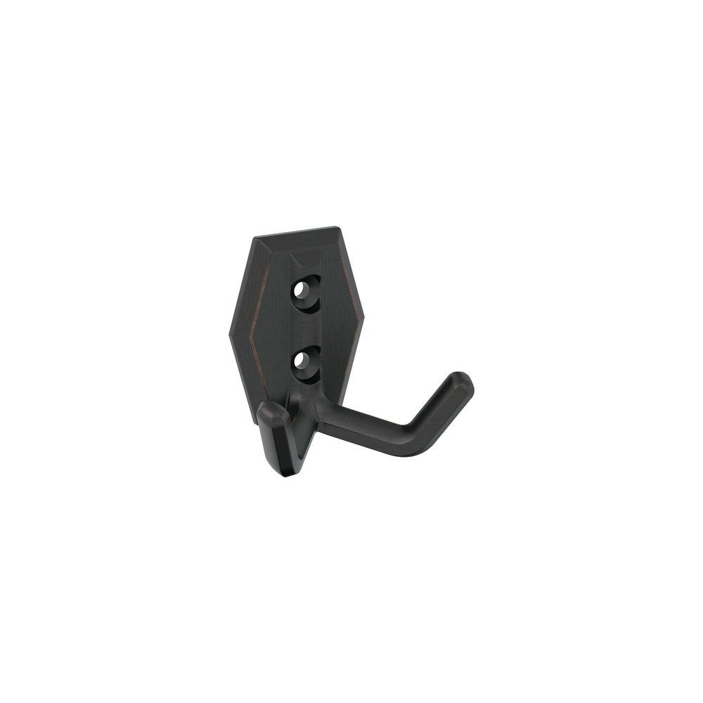 BENTON TRANSITIONAL DOUBLE PRONG OIL RUBBED BRONZE WALL HOOK 