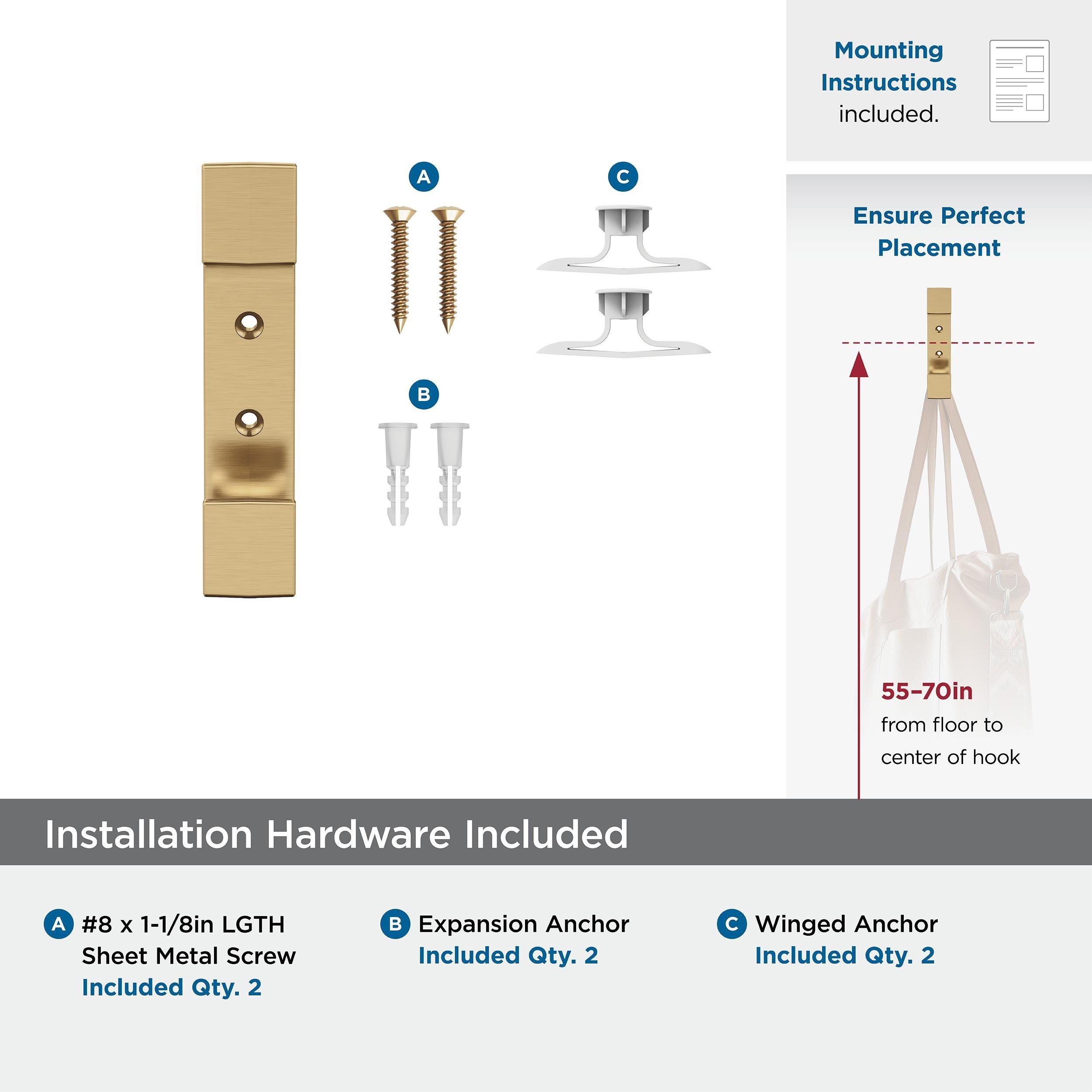 BRAY CONTEMPORARY DOUBLE PRONG CHAMPAGNE BRONZE WALL HOOK 