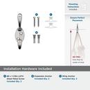 NOBLE TRADITIONAL DOUBLE PRONG POLISHED CHROME WALL HOOK 