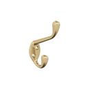 NOBLE TRADITIONAL DOUBLE PRONG CHAMPAGNE BRONZE WALL HOOK 