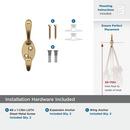 NOBLE TRADITIONAL DOUBLE PRONG CHAMPAGNE BRONZE WALL HOOK 