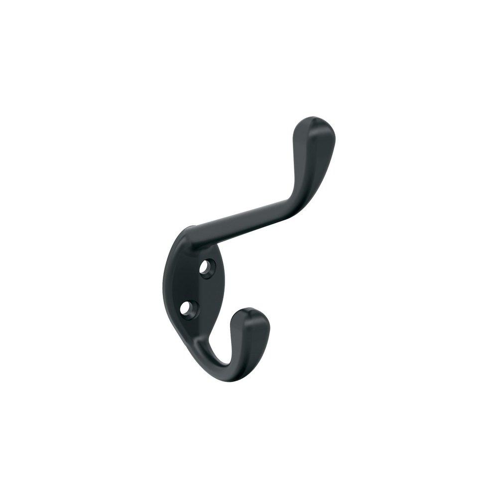 NOBLE TRADITIONAL DOUBLE PRONG MATTE BLACK WALL HOOK 