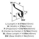 NOBLE TRADITIONAL DOUBLE PRONG MATTE BLACK WALL HOOK 