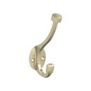 ADARE TRADITIONAL DOUBLE PRONG GOLDEN CHAMPAGNE WALL HOOK 