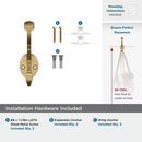 ADARE TRADITIONAL DOUBLE PRONG CHAMPAGNE BRONZE WALL HOOK 