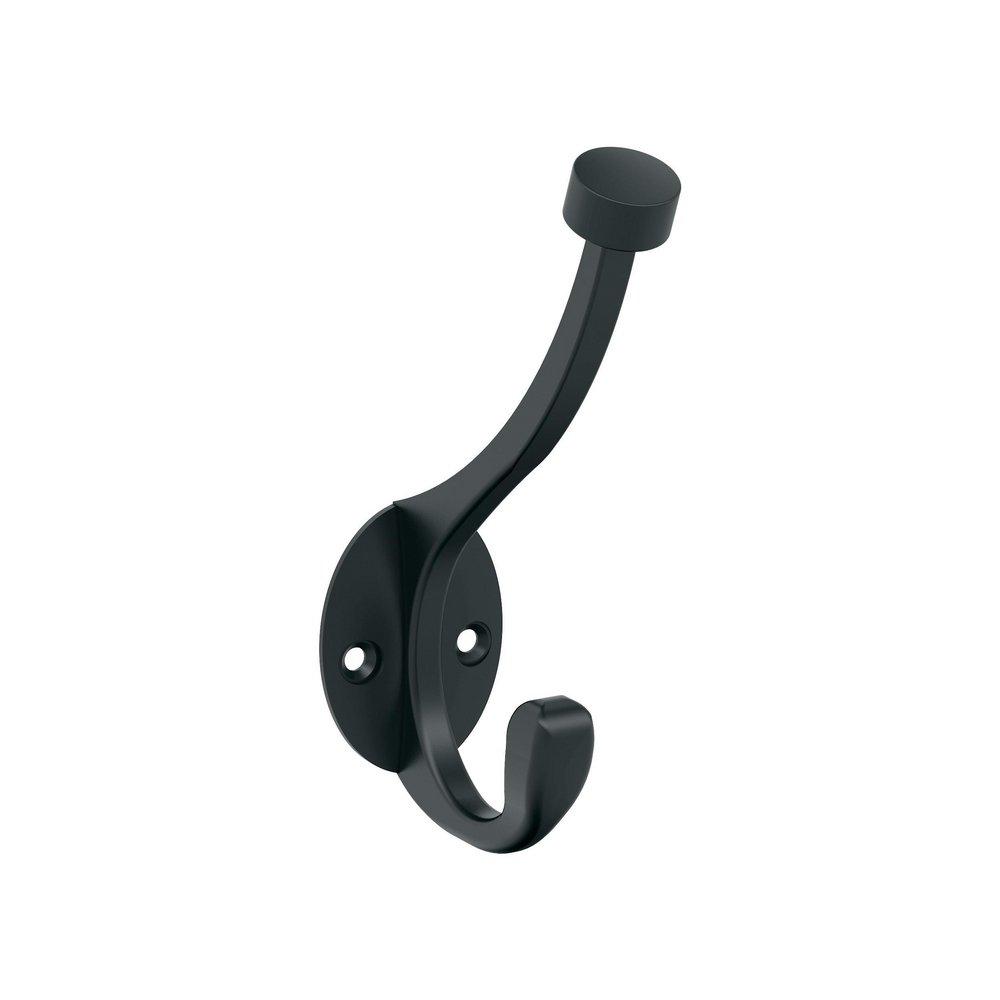 ADARE TRADITIONAL DOUBLE PRONG MATTE BLACK WALL HOOK 