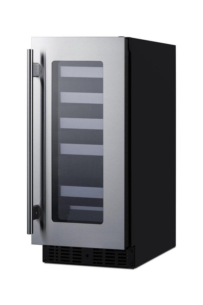 Summit Appliance Black/Stainless Steel 14-3/4 x 32 in. Indoor Built-in and Freestanding Full Refrigerator Wine Cooler 