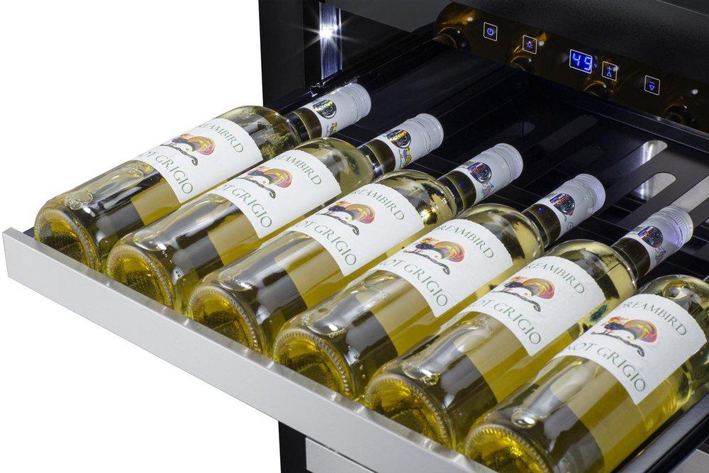 Summit Appliance Black/Stainless Steel 23-19/50 x 32 in. Indoor Built-in and Freestanding Full Refrigerator Wine Cooler 