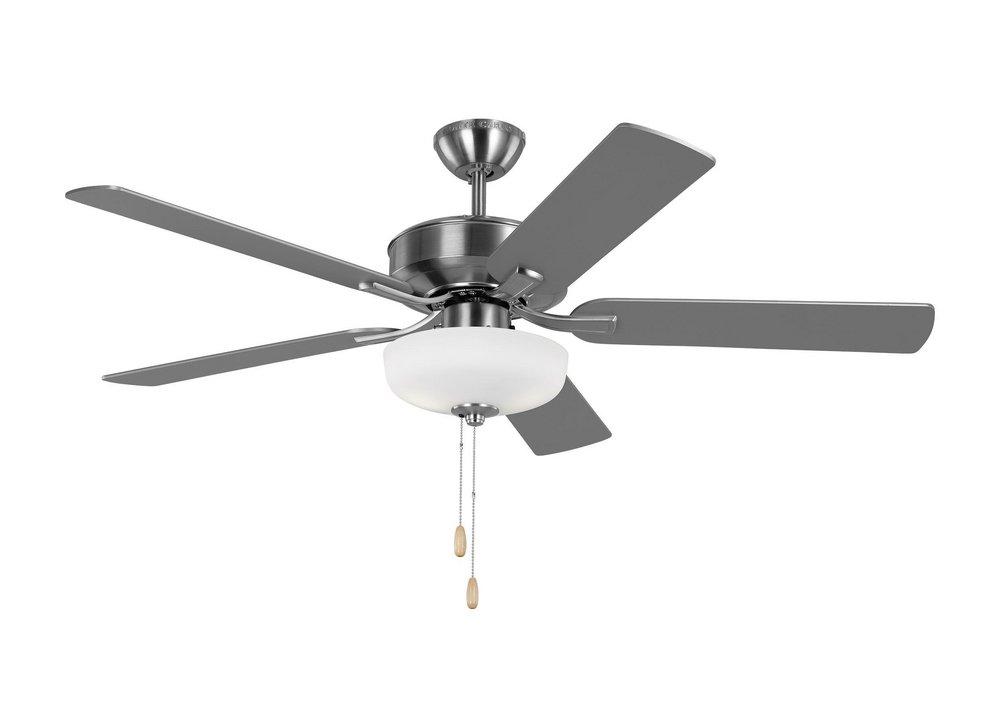 LINDEN 52 TRADITIONAL DIMMABLE LED INDOOR BRUSHED STEEL SILVER CEILING FAN WITH LIGHT KIT AND REVERSIBLE MOTOR 