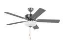 LINDEN 52 TRADITIONAL DIMMABLE LED INDOOR BRUSHED STEEL SILVER CEILING FAN WITH LIGHT KIT AND REVERSIBLE MOTOR 