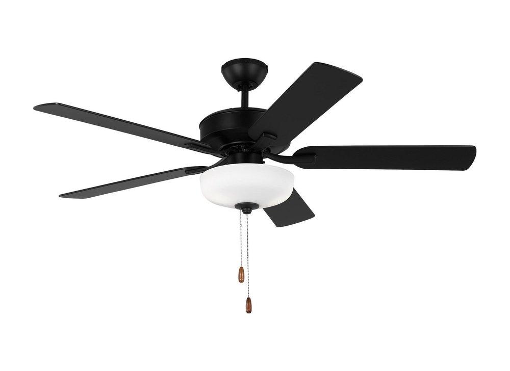 LINDEN 52 TRADITIONAL DIMMABLE LED INDOOR MIDNIGHT BLACK CEILING FAN WITH LIGHT KIT AND REVERSIBLE MOTOR 