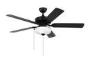 LINDEN 52 TRADITIONAL DIMMABLE LED INDOOR/OUTDOOR MIDNIGHT BLACK CEILING FAN WITH LIGHT KIT AND REVERSIBLE MOTOR 