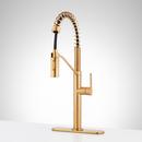 Single Handle Pull Down Kitchen Faucet in Brushed Gold