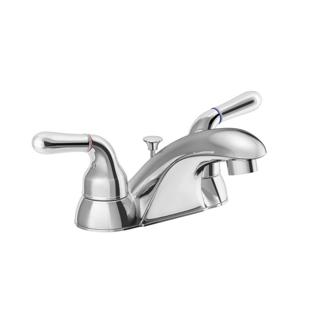 Two Handle Monoblock Bathroom Sink Faucet in Chrome 