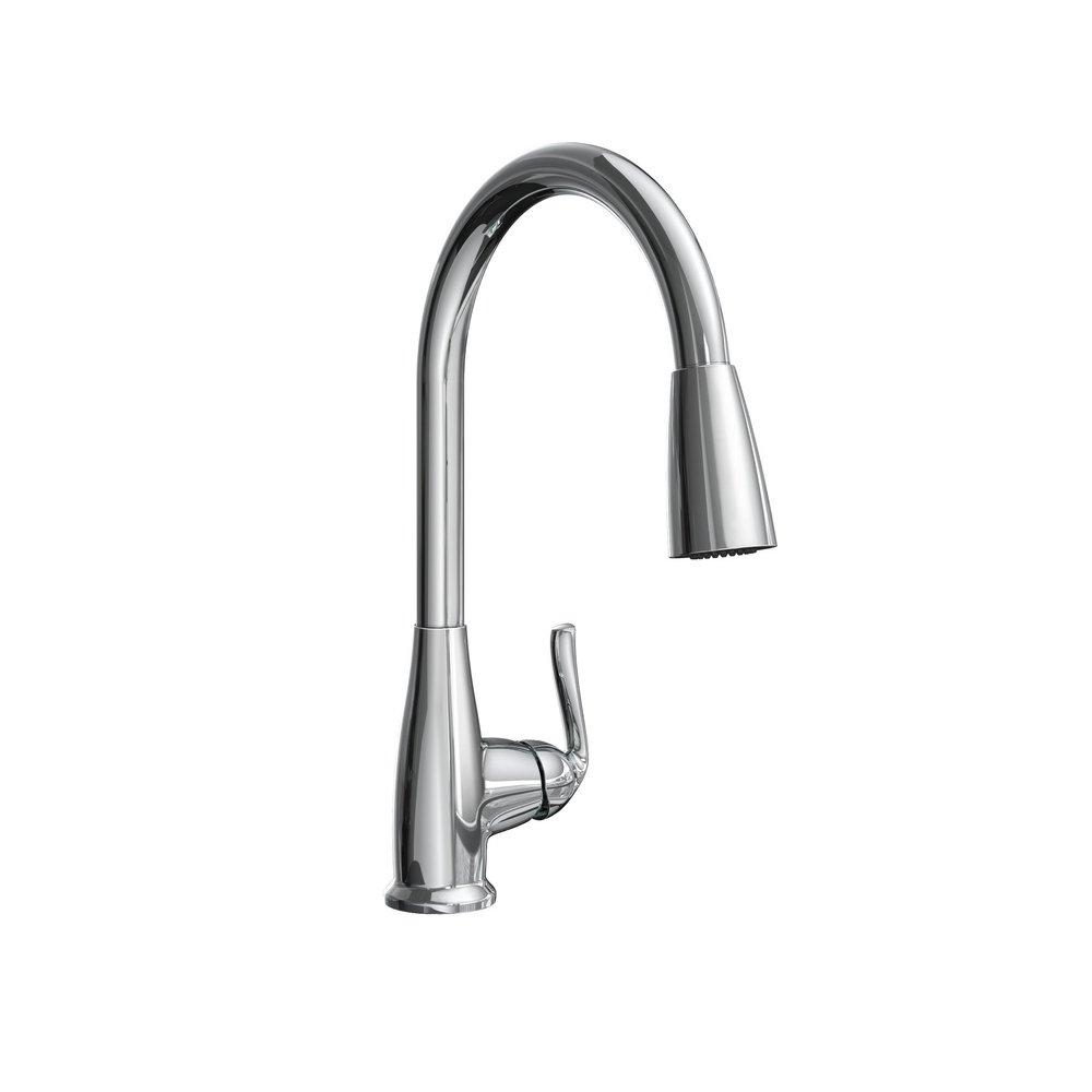 PROFLO&reg; Polished Chrome Single Handle Pull Down Kitchen Faucet 