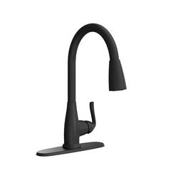 Single Handle Pull Down Kitchen Faucet in Matte Black