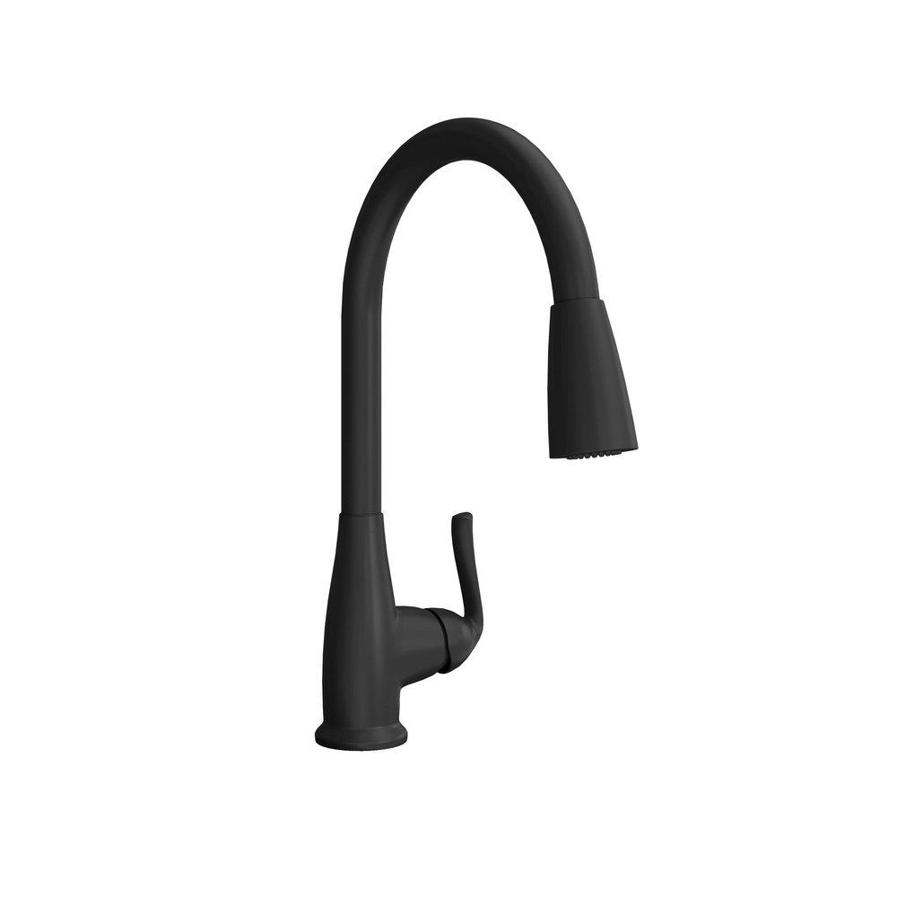 PROFLO&reg; Matte Black Single Handle Pull Down Kitchen Faucet 