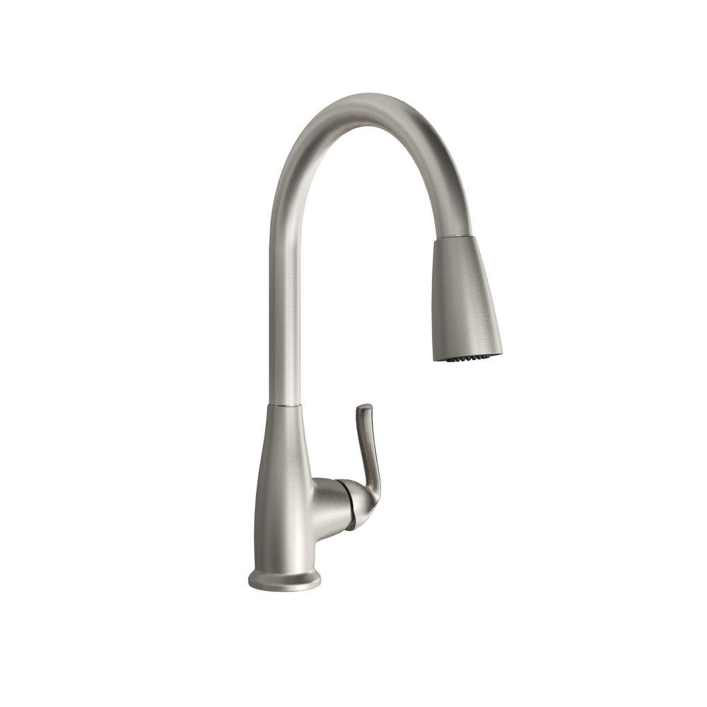 Single Handle Pull Down Kitchen Faucet in Brushed Nickel 