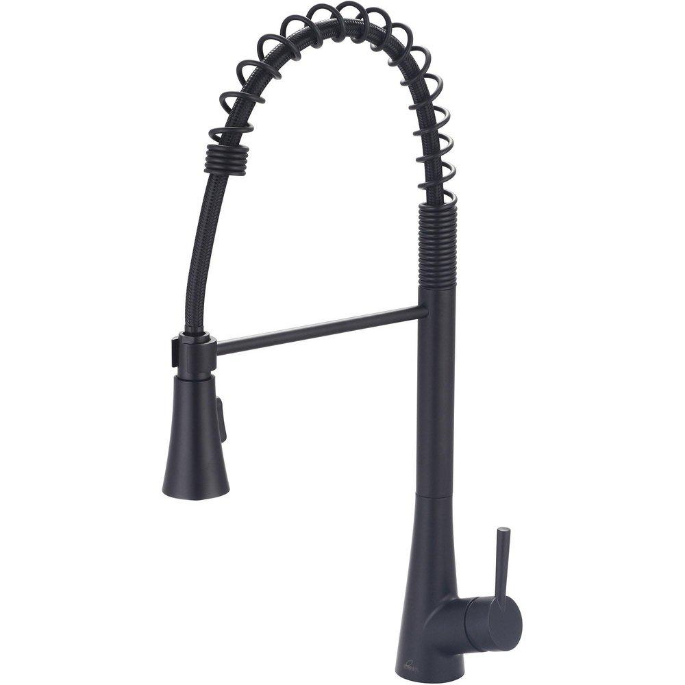 OLYMPIA K-5010-MB I2 SINGLE HANDLE PRE-RINSE SPRING PULL-DOWN KITCHEN FAUCET MATTE BLACK 