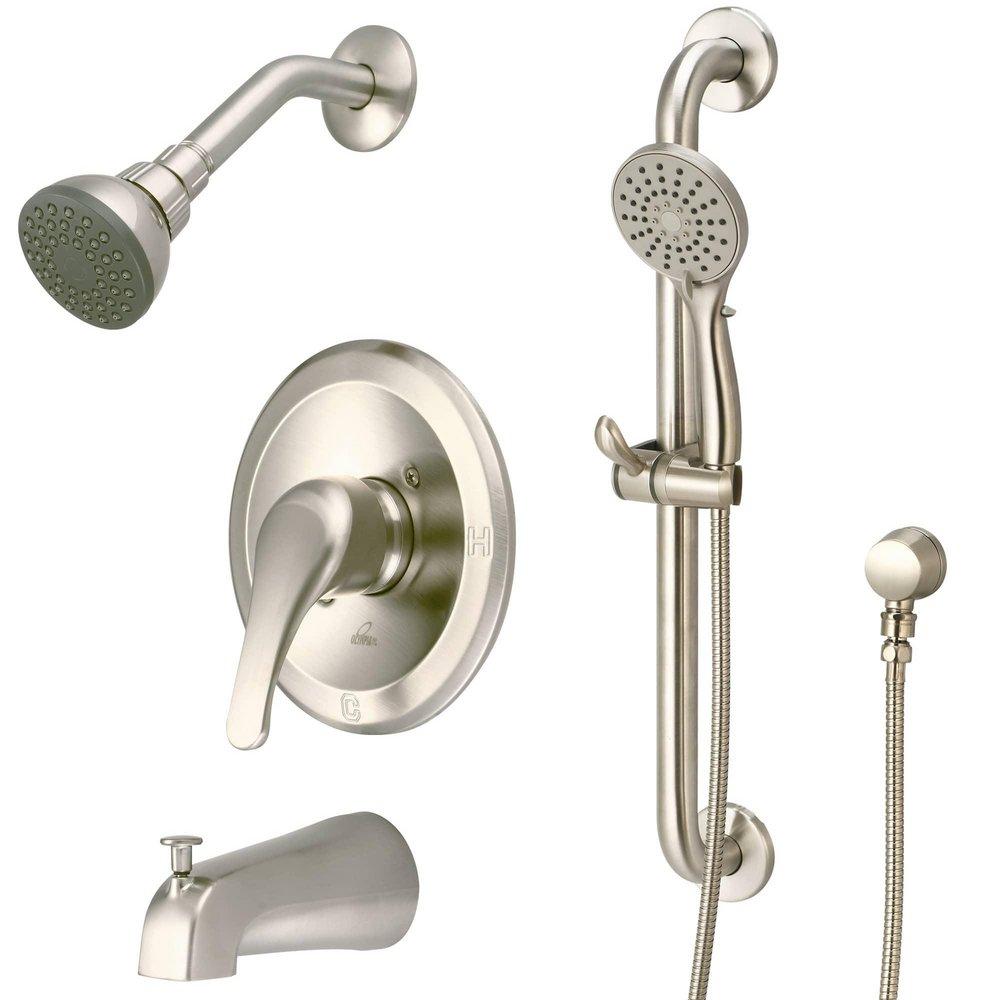 OLYMPIA TD-2300-ADA-BN ELITE SINGLE HANDLE TUB/SHOWER TRIM SET W/HANDHELD PVD BRUSHED NICKEL 