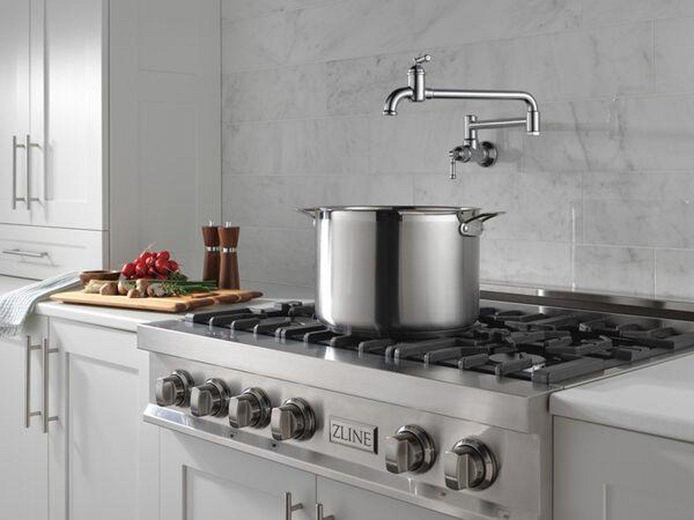 Delta Faucet Matte Black Two Handle Lever Pot Filler 