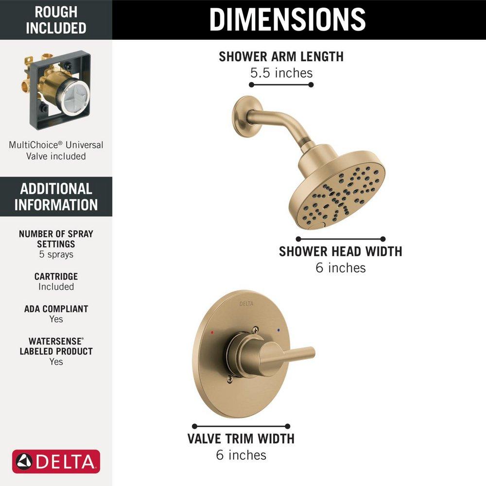 Delta Faucet Brilliance Champagne Bronze Single Handle Multi Function Shower Faucet (Trim Only) 