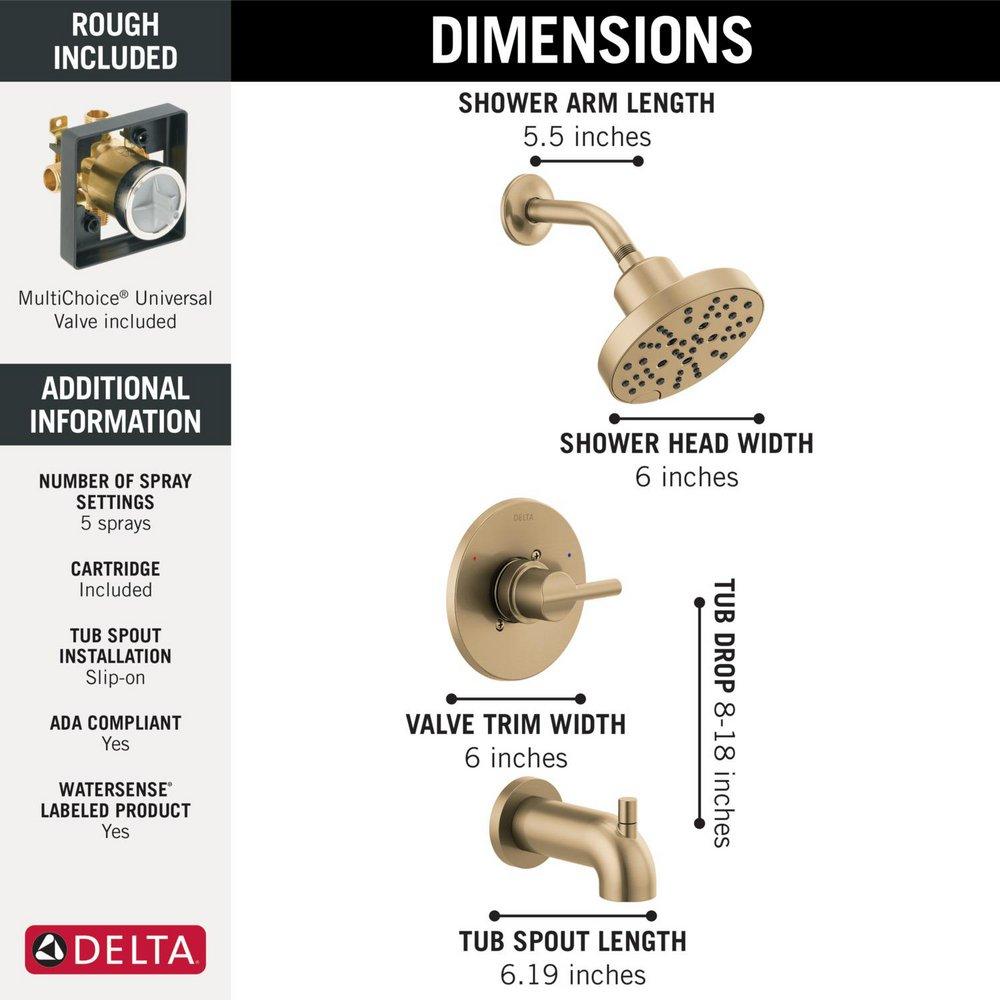 Delta Faucet Brilliance Champagne Bronze Single Handle Multi Function Bathtub & Shower Faucet (Trim Only) 