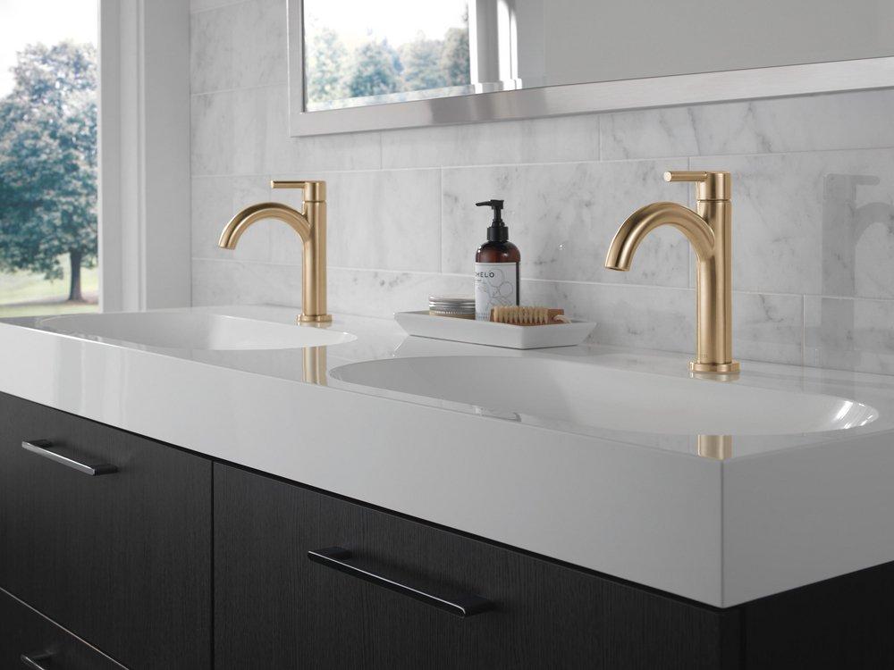 Single Handle Monoblock Bathroom Sink Faucet in Brilliance&reg; Champagne Bronze 