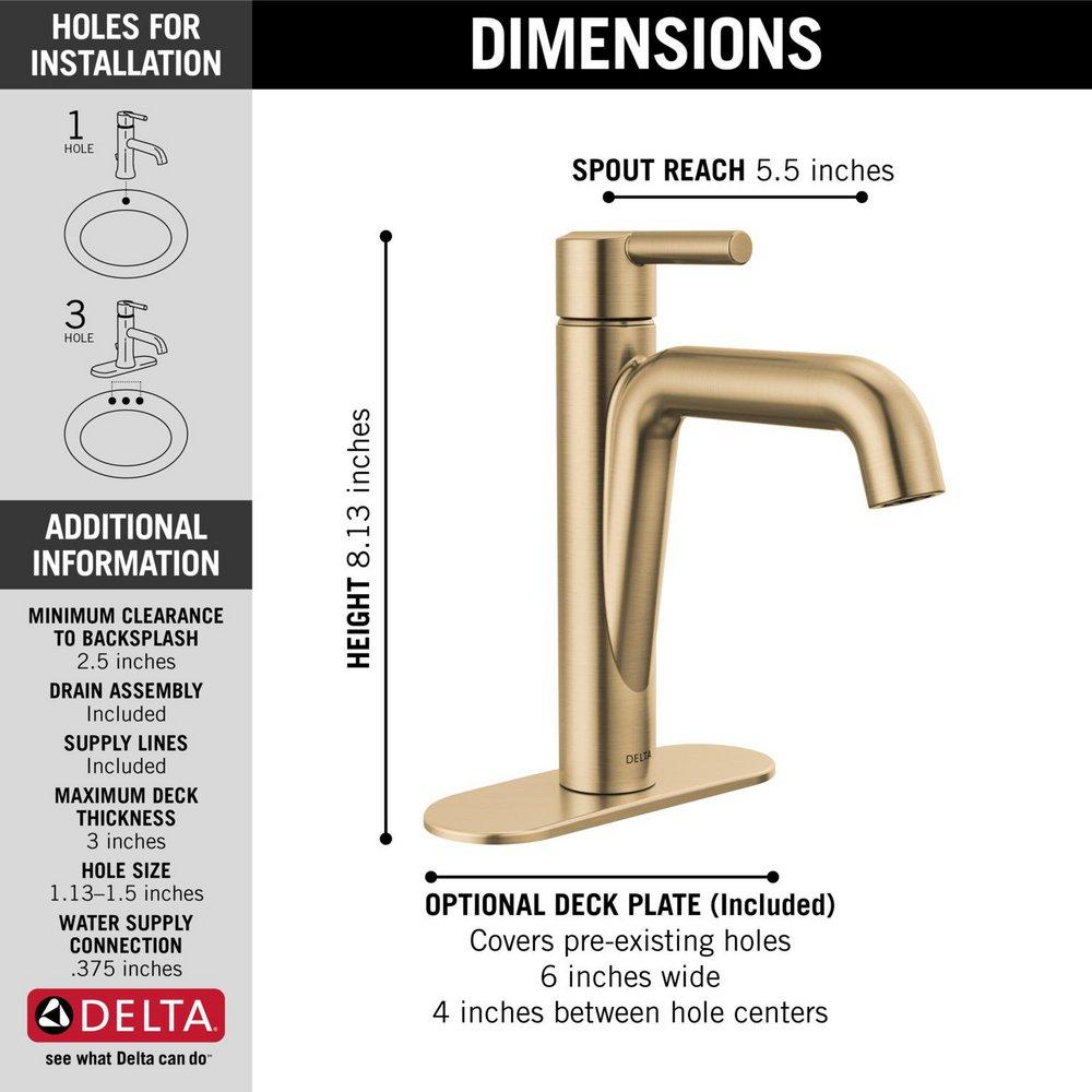 Delta Faucet Brilliance Champagne Bronze Single Handle Monoblock Bathroom Sink Faucet 