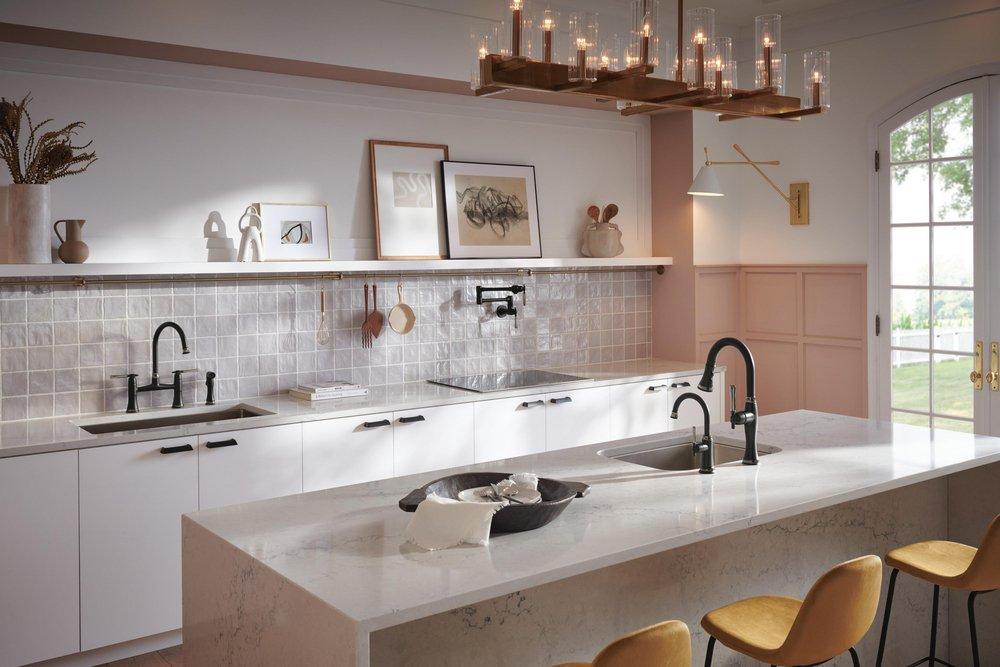 Brizo Matte Black/Brilliance Black Onyx Two Handle Bridge and Widespread Kitchen Faucet 