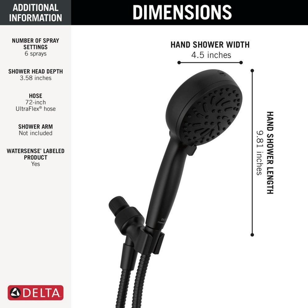 Delta Faucet Matte Black Multi Function Hand Shower 