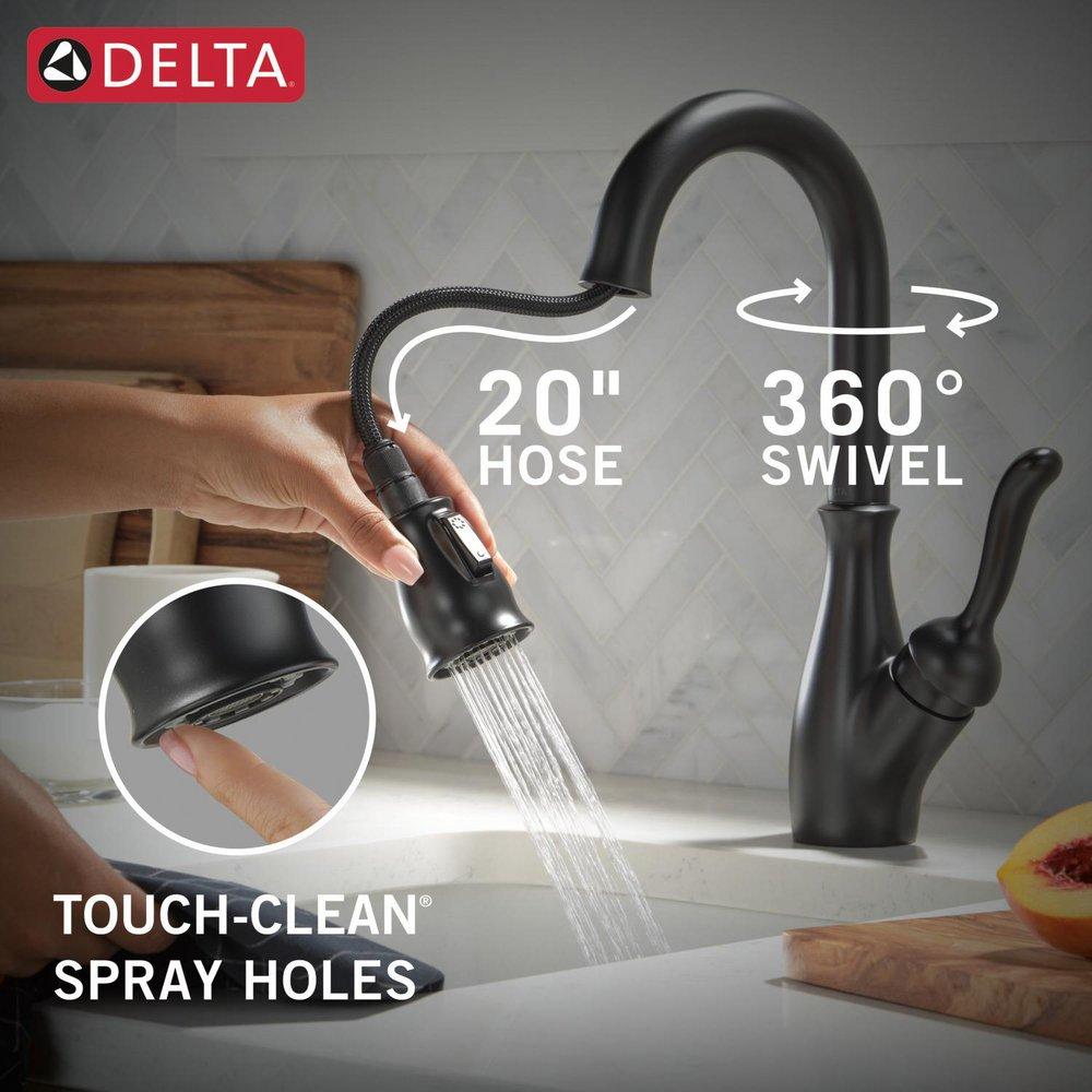 Delta Faucet Matte Black Single Handle Pull Down Bar Faucet 