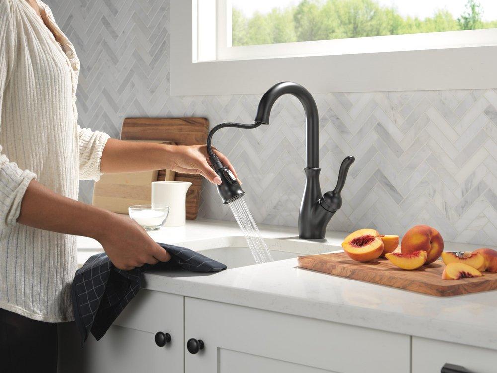 Delta Faucet Matte Black Single Handle Pull Down Bar Faucet 