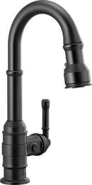 Single Handle Pull Down Bar Faucet in Matte Black