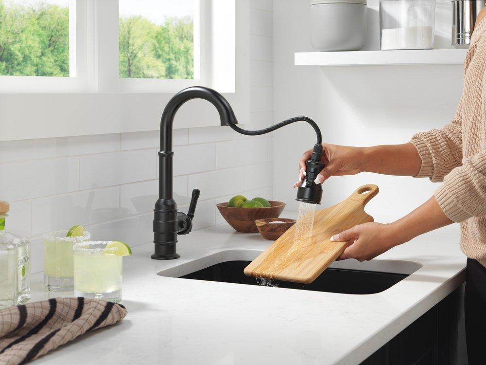 Delta Faucet Matte Black Single Handle Pull Down Bar Faucet 