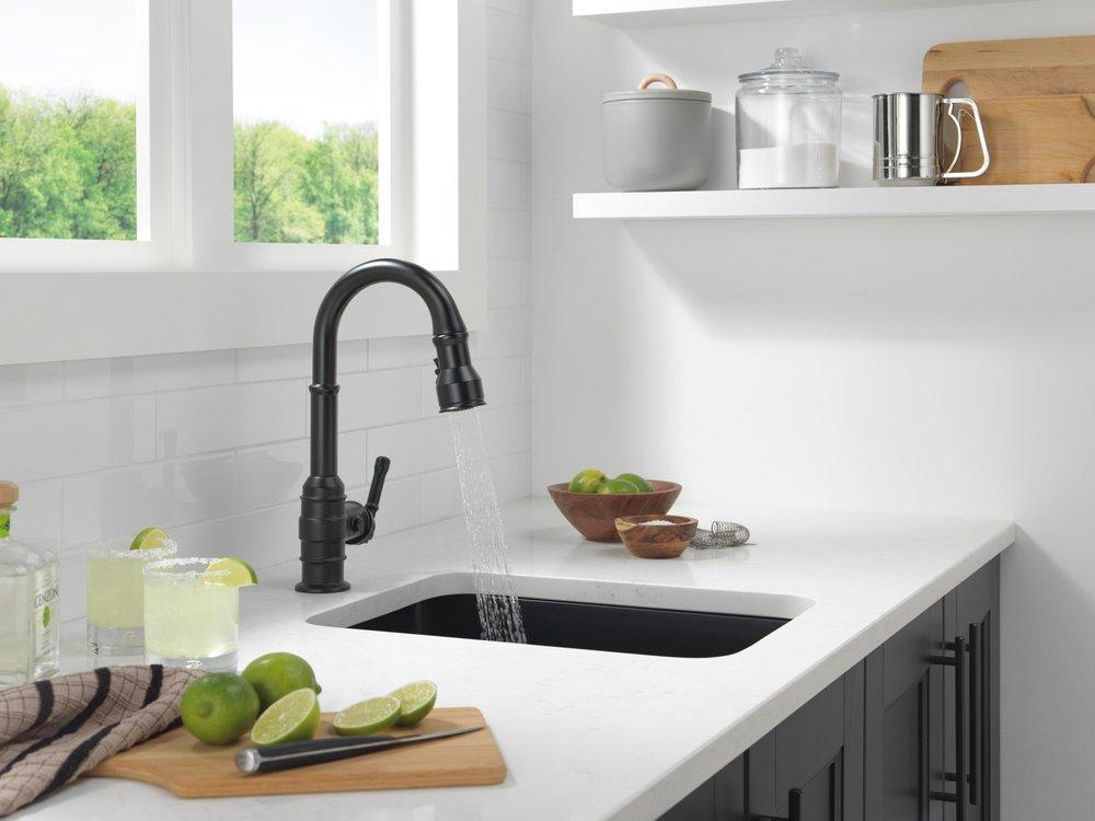 Delta Faucet Matte Black Single Handle Pull Down Bar Faucet 
