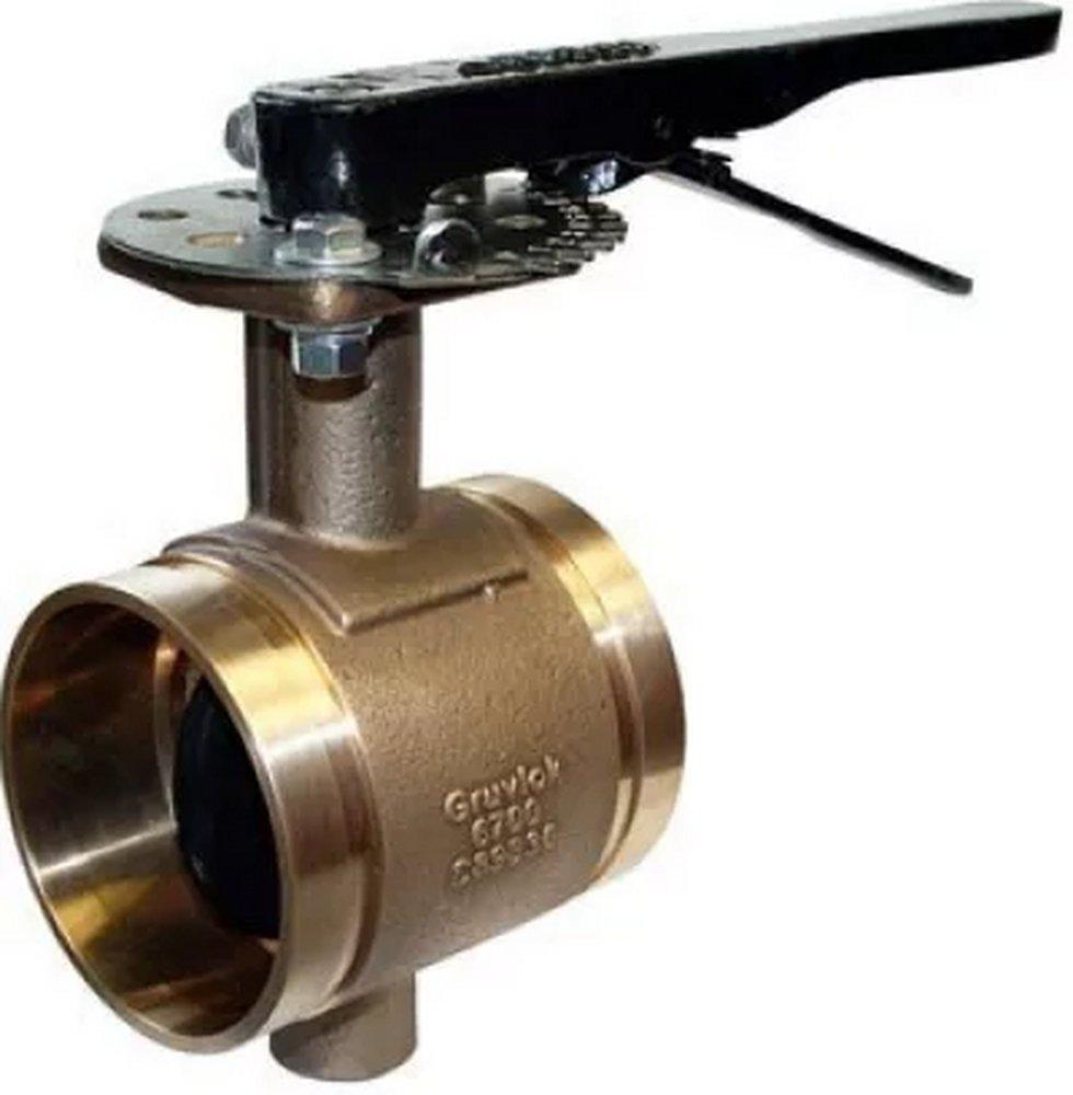 Gruvlok Bronze Grooved 10 Position Locking Lever Handle Butterfly Valve 
