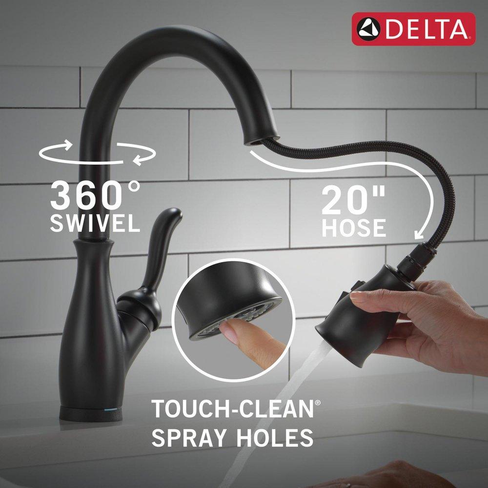 Delta Faucet Matte Black Single Handle Pull Down Touch Activated Kitchen Faucet 