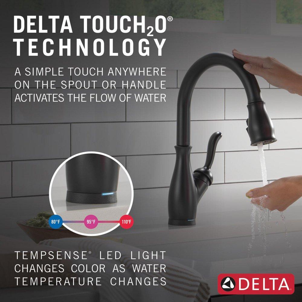 Delta Faucet Matte Black Single Handle Pull Down Touch Activated Kitchen Faucet 