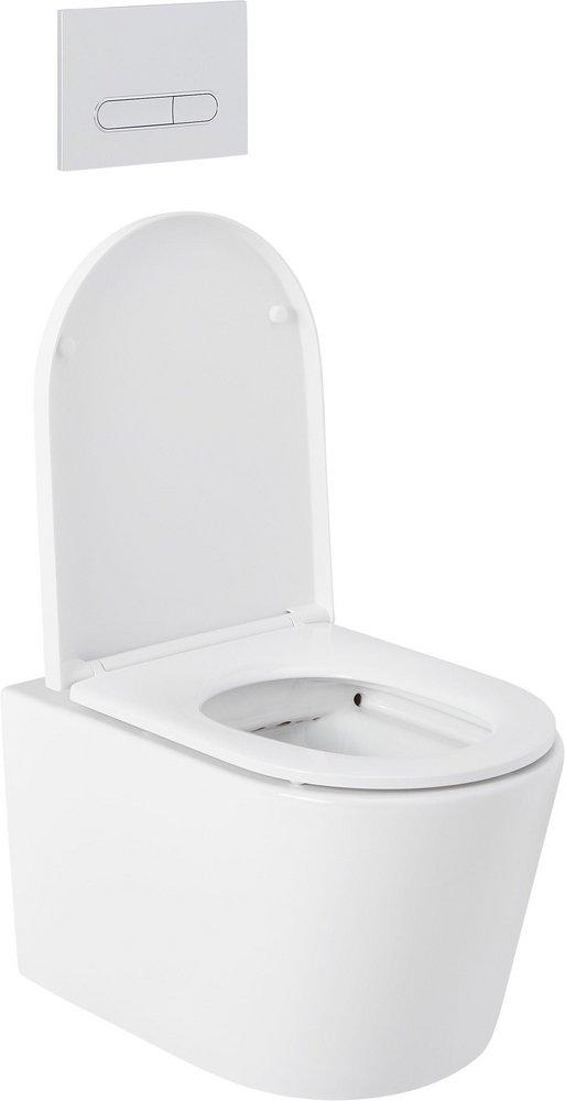 1.08 gpf/1.6 gpf Dual Flush Elongated Two Piece Wall Mount Toilet with Matte Chrome Hardware 