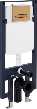 1.08 gpf/1.6 gpf Dual Flush Elongated Two Piece Wall Mount Toilet with Brushed Gold Hardware 