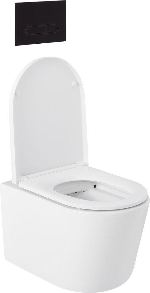 1.08 gpf/1.6 gpf Dual Flush Elongated Two Piece Wall Mount Toilet with Matte Black Hardware 
