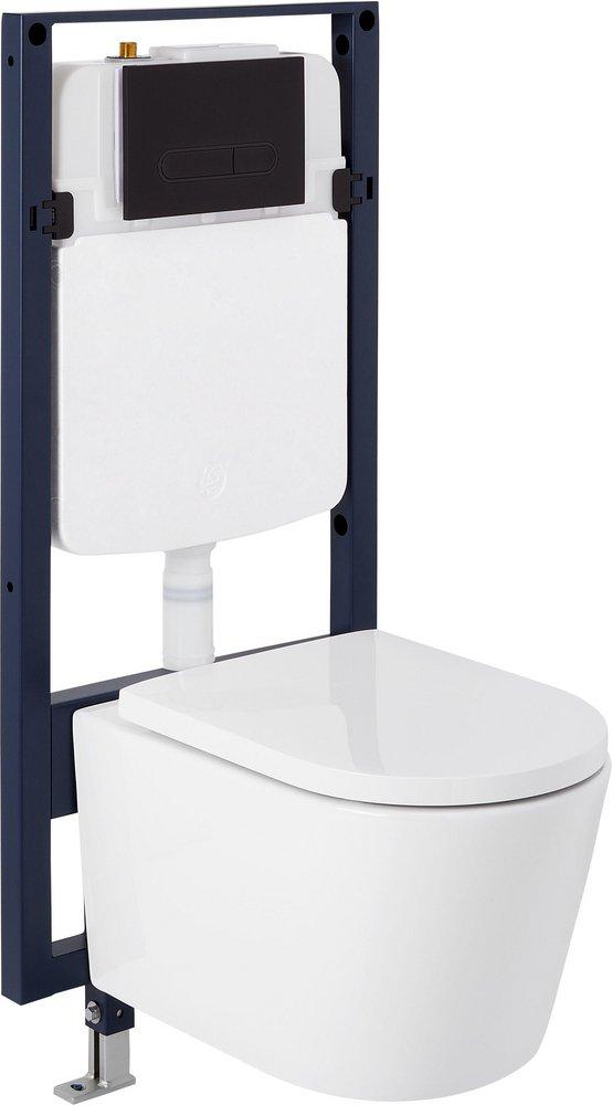 1.08 gpf/1.6 gpf Dual Flush Elongated Two Piece Wall Mount Toilet with Matte Black Hardware 