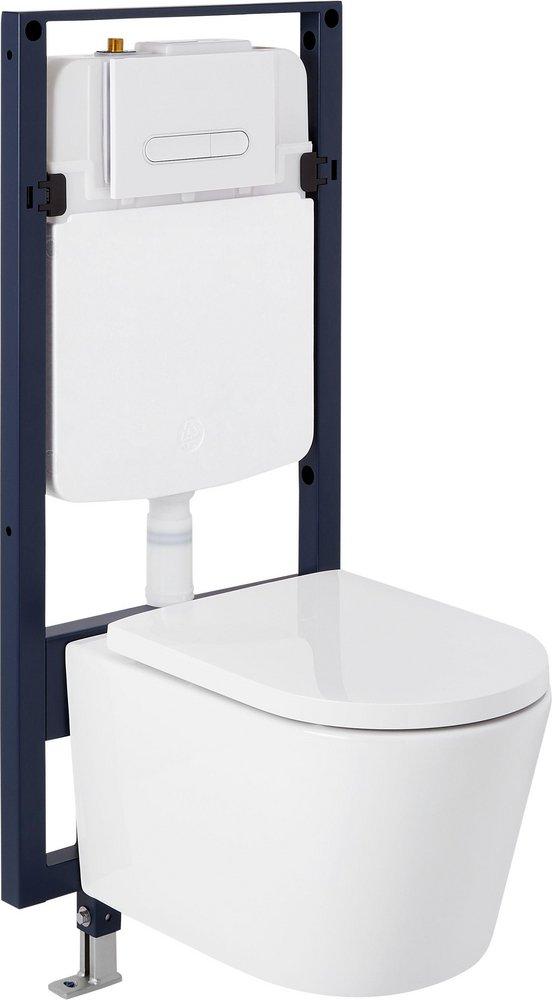 1.08 gpf/1.6 gpf Dual Flush Elongated Two Piece Wall Mount Toilet with White Hardware 