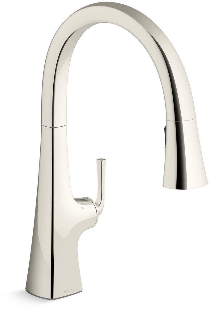 KOHLER Vibrant&reg; Polished Nickel Single Handle Pull Down Kitchen Faucet 