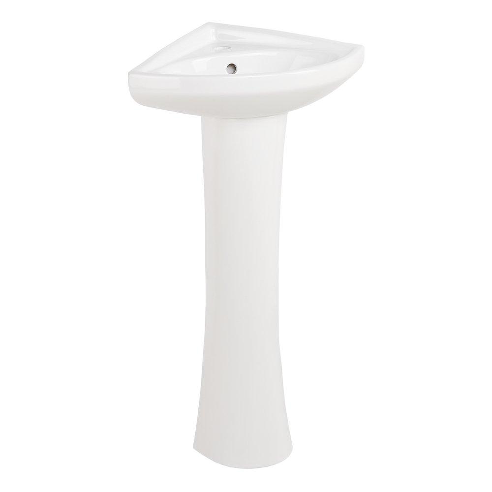 19-7/8 in. Rectangular Vitreous China Pedestal Bathroom Sink in White 