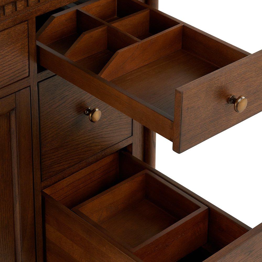 36 CLAUDIA VANITY - ANTIQUE COFFEE WITH LEFT OFFSET RECT UNDERMOUNT SINK-CARRARA MARBLE WIDESPREAD 