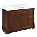 48 CLAUDIA VANITY - ANTIQUE COFFEE WITH RECT UNDERMOUNT SINK - FEATHERED WHITE QUARTZ WIDESPREAD 