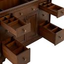 48 CLAUDIA VANITY - ANTIQUE COFFEE WITH RECT UNDERMOUNT SINK - FEATHERED WHITE QUARTZ WIDESPREAD 