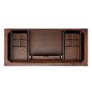 48 CLAUDIA VANITY - ANTIQUE COFFEE WITH RECT UNDERMOUNT SINK - FEATHERED WHITE QUARTZ WIDESPREAD 